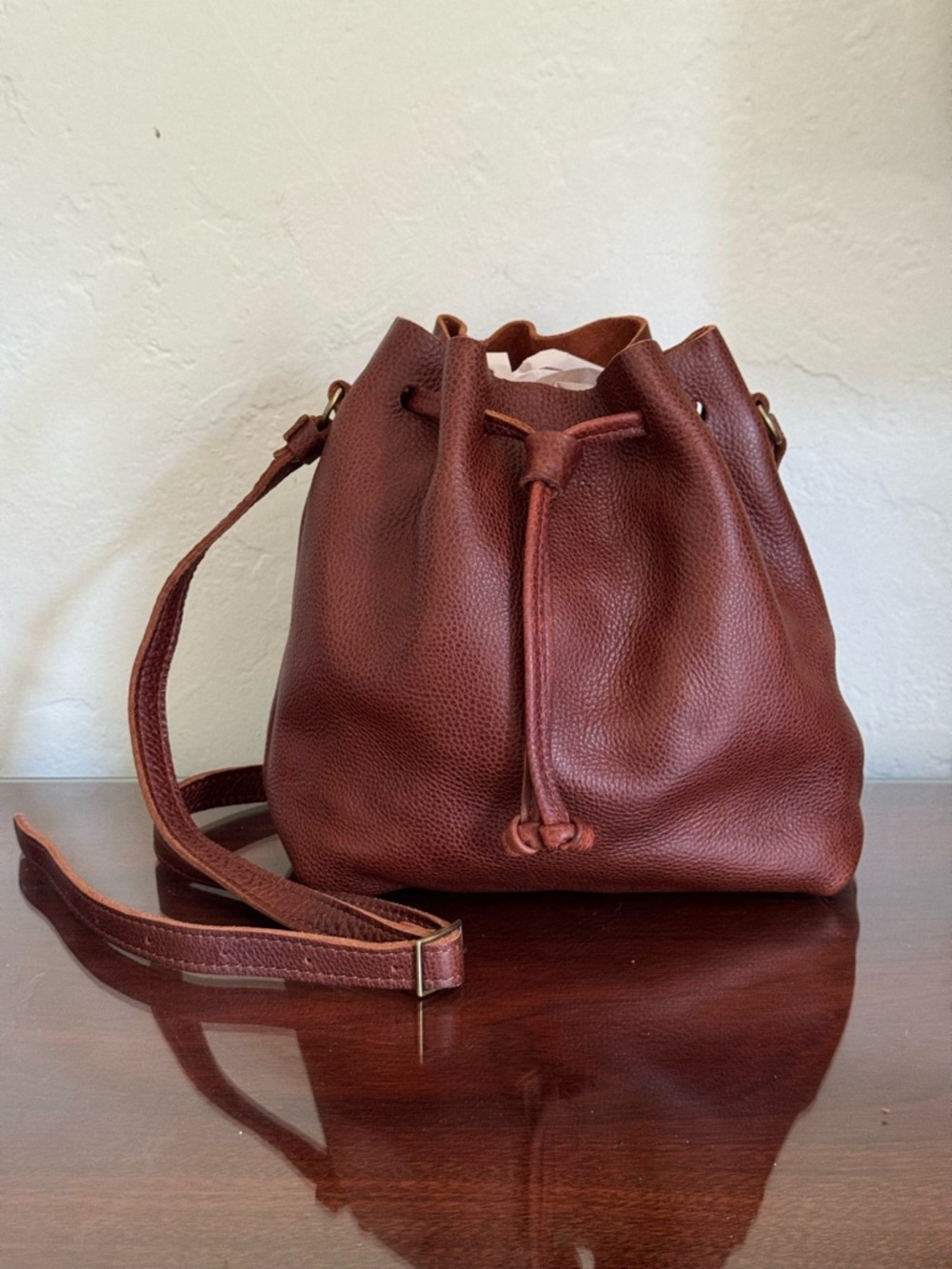 Portland Leather Large Bucket Bag in Nutmeg